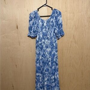 Vici Blue and White Floral Maxi Dress
